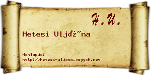Hetesi Uljána névjegykártya